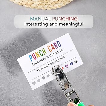 ONEDONE Punch Cards 200 Pack Reward Punch Cards with Heart Shape Hold Puncher Behavior Incentive Awards for Kids Students Teachers Home Classroom School Business Loyalty Cards - 3.5" x 2"