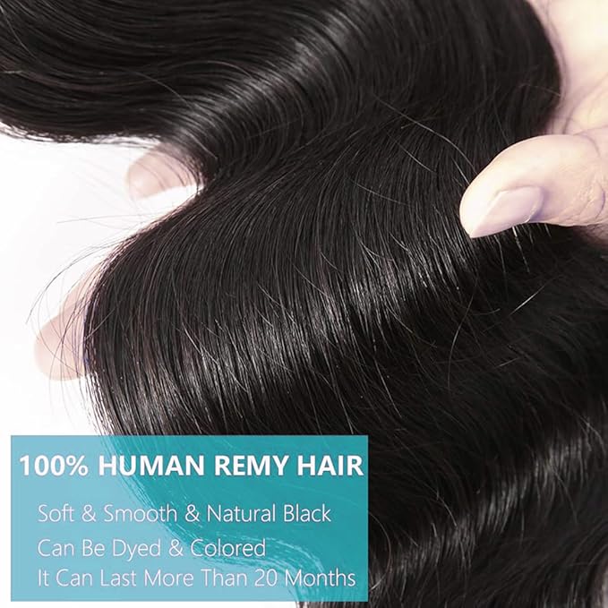 Cirvty 20 Inch Body Wave Bundle Human Hair 1 Bundles Body Wave Bundles 100 Unprocessed Brazilian Virgin Hair Bundles Double Weft Weave Bundles Human Hair Natural Black Color