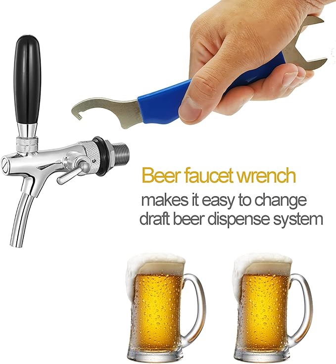 Beer Faucet Wrench Heavy Duty Beer Tap Faucet Wrench for Draft with Hex Nut Keg Spanner for Draft Coupler Kegerator