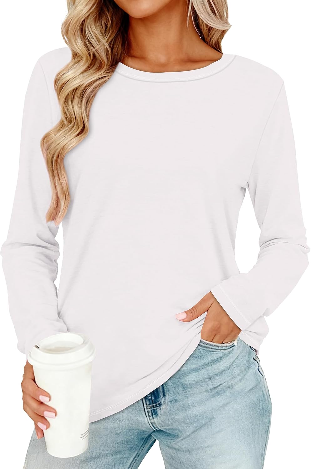 Women Long Sleeve Shirts Casual Dressy Soft Basic Tee Loose Fit Tunic Tops | Fall Tops, Soft & Breathable, Crew Neck, cotton, School Outfits, Teacher T-shirts, Winter Clothes, Solo or Layered, 2026