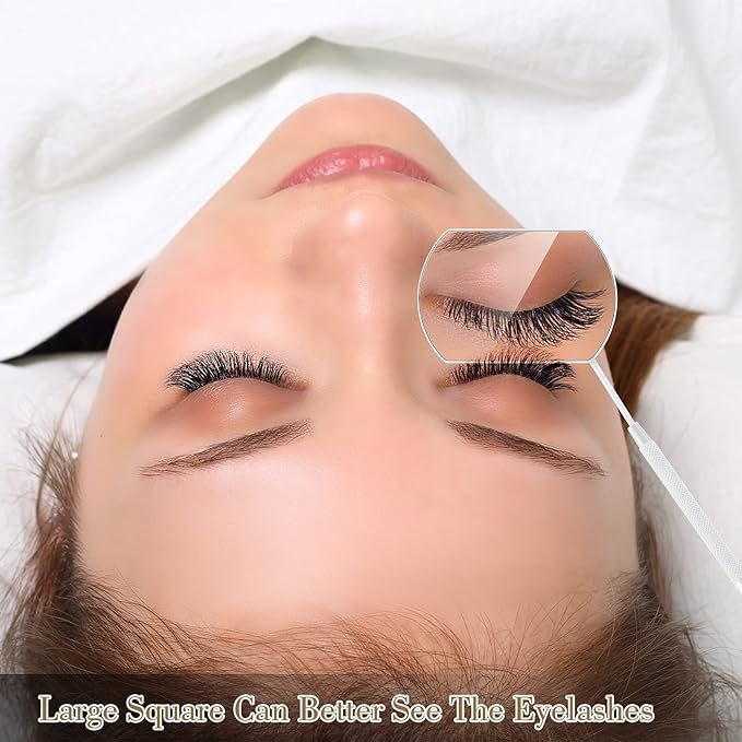 2 Pieces Lash Mirror for Eyelash Extensions Large Square Stainless Steel Eyelash Mirror Lash Tools(White)