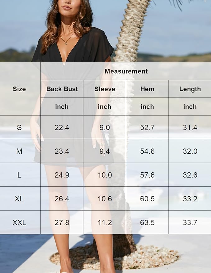 Avidlove Swimsuit Cover Ups for Women Beach Chiffon Swimwear Coverup Sheer Sexy V-Neck Beachwear