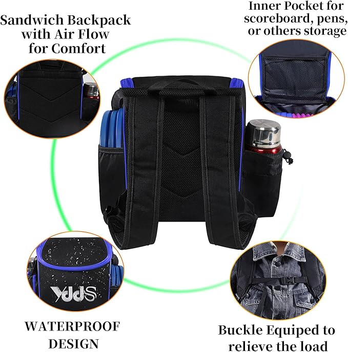 Disc Golf Set with Bag - 12 PCS Flying Disc Golf Discs for Beginner with Putter, Midrange, Driver Portable Disc Golf Backpack Holds 28 Discs Free Stand Bag Design for Convenient Use