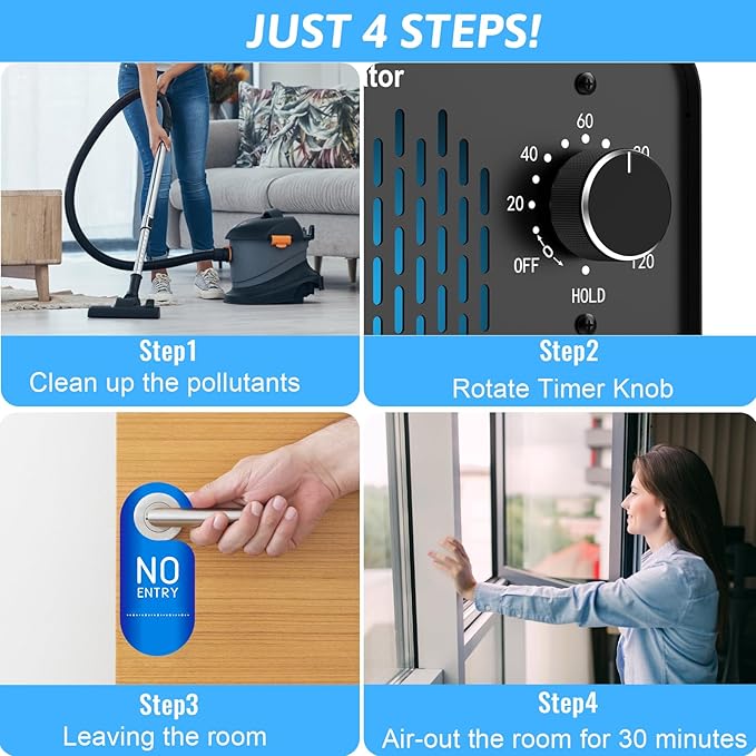 Ozone Generator 30,000mgh, Commercial Ozone Machine, High Capacity Ozone Machine Odor Removal, Home Ozone Generator for Car, Pet, Smoke, Home, etc (Black)