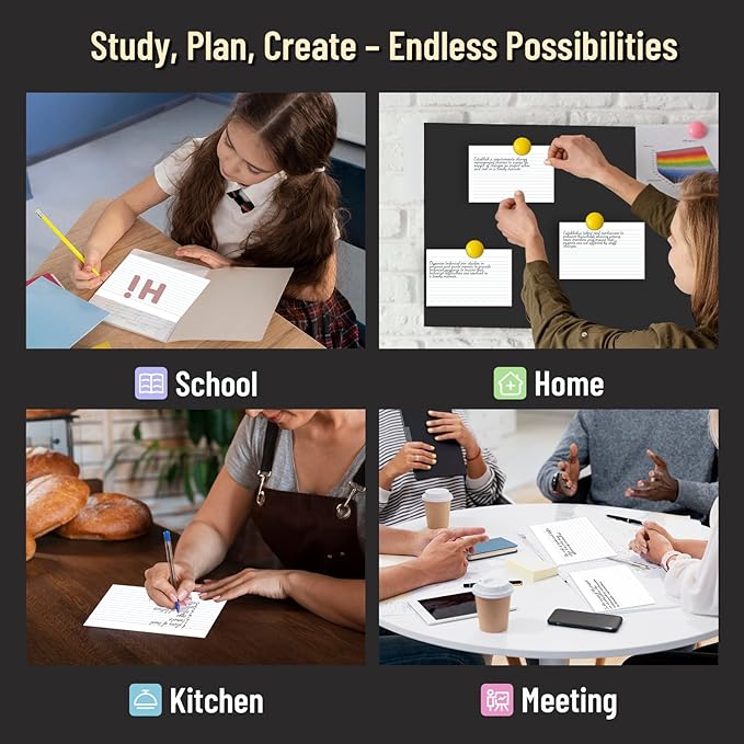 200 Pcs Index Cards 4 x 6 Inch Ruled White Index Cards, College Ruled Flash Cards for School, College, Office and Home Organization, Durable Study To Do List Note Cards with Ruled Lines, 5 Pack of 40
