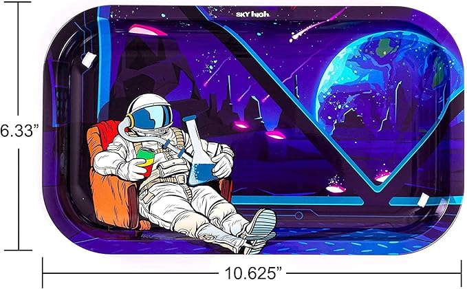SKY HIGH Metal Rolling Tray - Astronaut in Space - Medium - 7x11