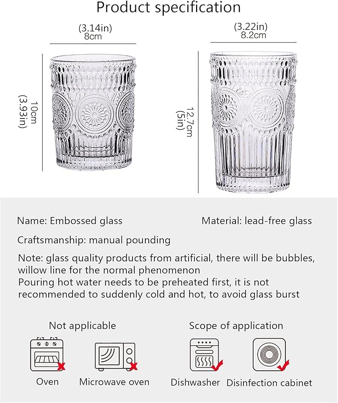 YLWX European Style Gold Relief Clear Glass Toothbrush Holder Retro Wash Cup Light Luxury Couple Mouthwash Cup Hotel Toothbrush Cup Water Cup (Color : Soot 270ml)