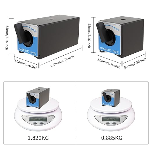 Magnetic Base,Suitable for Magnetic Machine Lights,Indicator Holder Metric M8 X 1.25 Tapped Hole,4.72x1.96x2.16 Inch,1 pc...