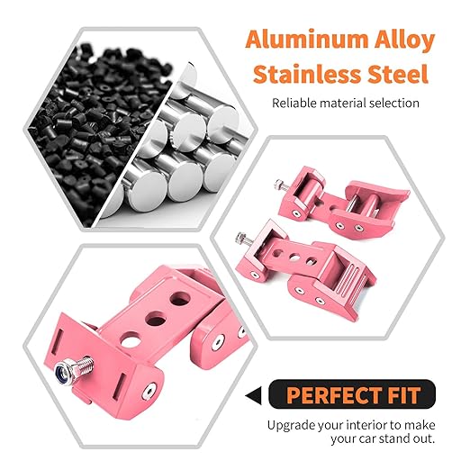 Hood Latches Hood Lock Catch Latches Kit Aluminum Alloy Stainless Steel for Jeep Wrangler JK JKU JL JLU Gladiator JT 2007-2024,Pink