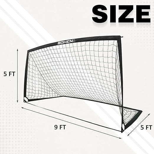 BOHEN 6x4FT/9x5FT/5x3FT Portable Soccer Goal for Kids Backyard with Carry Bag - Easy Folding Lightweight Fun for Outdoor Indoor Training Games for Teen Youth Adult