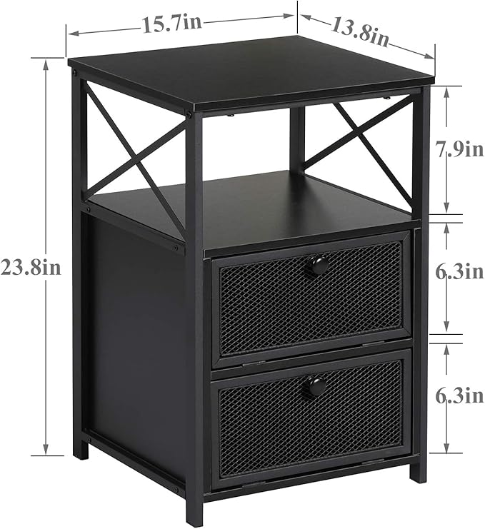 VECELO Modern Night Stand, End Side Table with Storage Space and Door, Nightstands with Flip Drawers for Living Room,Bedroom,Lounge