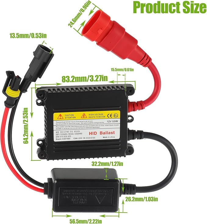 DC 12V 55W Ultrathin HID Ballast DC Xenon Lamp Ballast Automotive Headlight Stabilizer Suitable for H1 H3 H4 H7 H11 H13 9005 9006 9007 5202 880(Pack of 2pcs)
