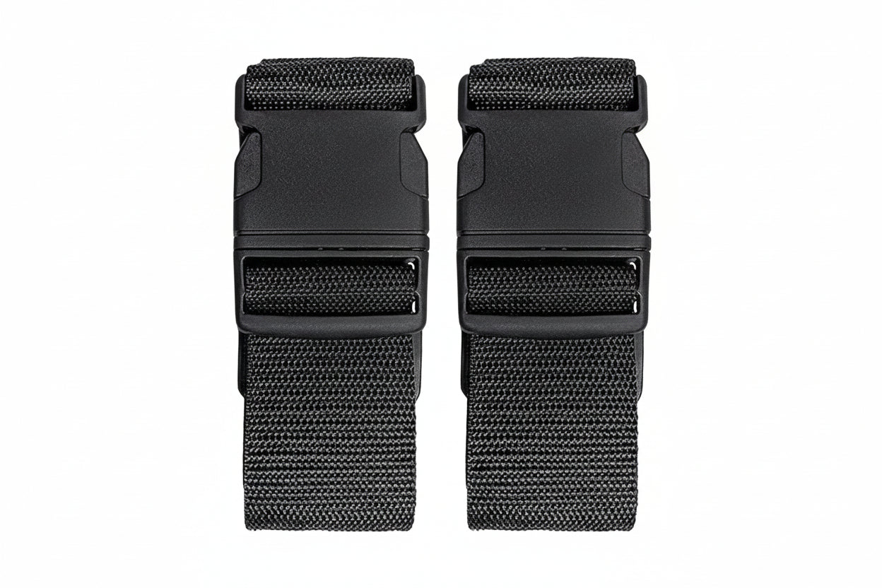 2-Pack Adjustable Luggage Straps with Quick Release Buckle – Travel Suitcase Belts (Black)