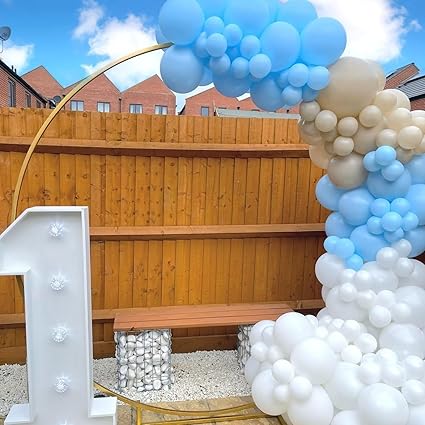 Blue and White Balloon Arch Kit, 100pcs Light Blue White Balloon Garland Kit with Different Sizes Balloons, Baby Blue Pastel Blue White Balloons for Baby Shower Wedding Birthday Party Decorations