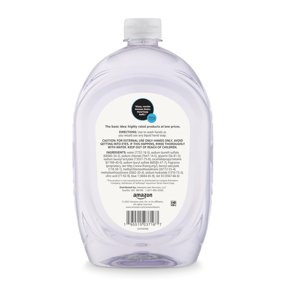 Basics Gentle & Mild Clear Liquid Hand Soap Refill, Triclosan-Free, Dermatologist-Tested, 50 Fl Oz, 2-Pack (Previously Solimo)