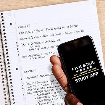Five Star Spiral Notebook Study App, 5 Subject, College Ruled Paper, Fights Ink Bleed, Water Resistant Cover, 8-12" x 11", 200 Sheets, Blue (73635)