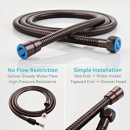 Angle Simple Handheld Shower Hose Replacement, Stainless Steel Flexible Shower Head Hose Extra Long, 79 Inches, Oil Rubbed Bronze