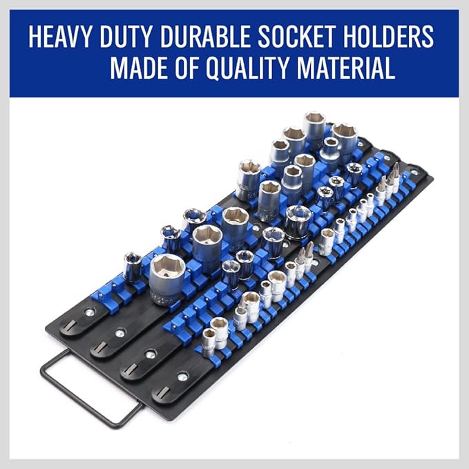 HORUSDY 80-Piece Heavy Duty Socket Organizer, 14-Inch, 38-Inch, 12-Inch, Premium Quality Socket Holders
