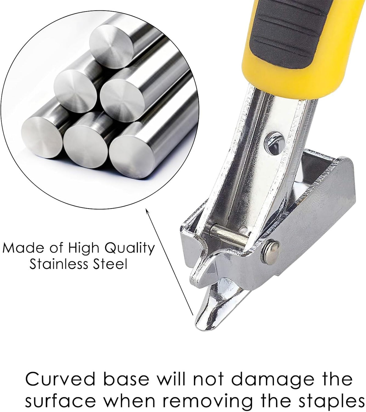 Staple Remover Heavy Duty Upholstery Staple Puller Tool with Ergonomic Handle for Furniture, Carpet, Carton, Floor (2 Pack, Yellow)