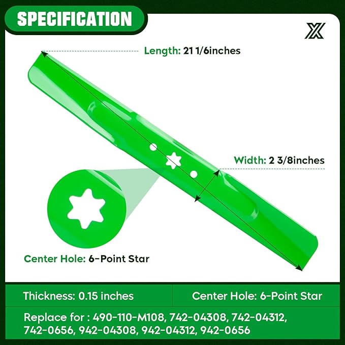 Mower Blade Fit for Cub Cadet, 42In for MTD LTX1040 RZT-L42 490-110-M108 742-04308 742-04312 742-0656 942-04308 942-04312 942-0656, for Troy Bilt TB2142 TB1942 TB42 TB42 Hydro Mustang XP 42 2 Pack