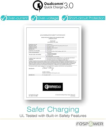 FosPower USB Car Charger, 3.0 Fast Charging 2 Port Cigarette Lighter Adapter UL Listed 36W Qualcomm Quick Charger Compatible with iPhone, iPad, Samsung Galaxy, LG, Google Pixel, Moto