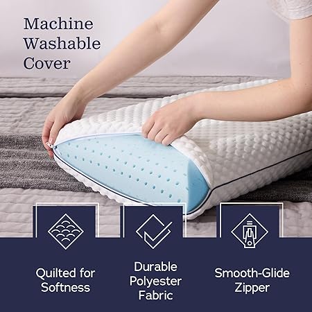 WEEKENDER Gel Memory Foam Pillow - Standard Size - 2-Pack - Medium Plush Feel - Neck Shoulder Support - For Back, Side, Stomach Sleepers - Home, Hotel, Hospital Essentials