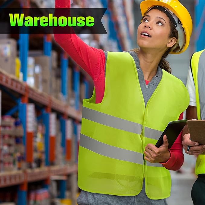 JaGely High Visibility Safety Vest, Bulk Reflective Mesh Safety Vest for Men and Women, Work, Cycling, Runner, Neon