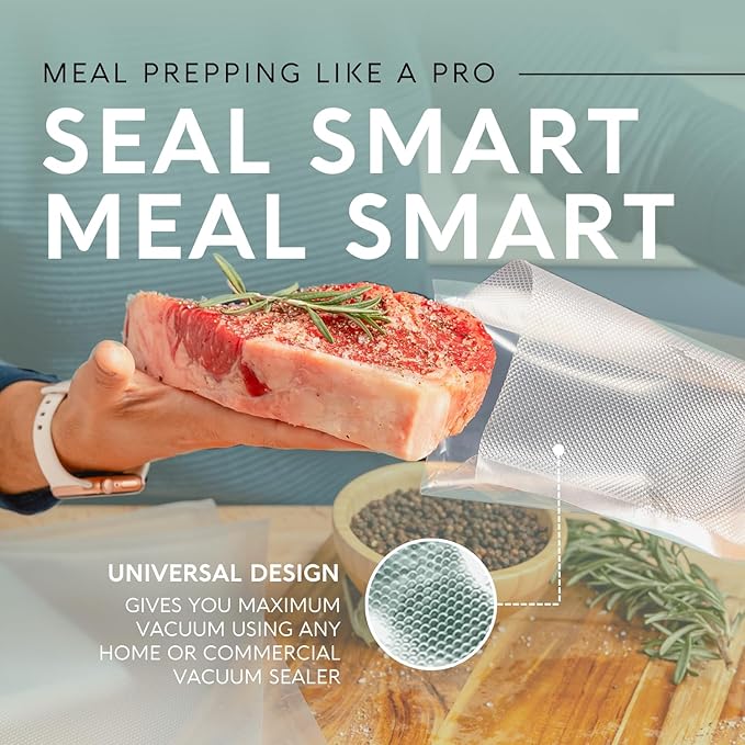 Avid Armor Vacuum Sealer Bags Quart 8x12 Inch 100 Pack for Food Saver, Seal a Meal Vacuum Seal Machines, Commercial Grade Heavy Duty BPA Free for Sous Vide and Meal Prep Precut Storage Bag