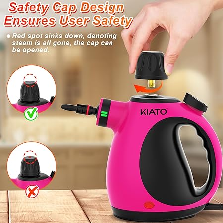 Kiato Handheld Steam Cleaner, 10 in 1 Hand Held Steamer for Cleaning, Portable Pressurized Steamer for Home Use, Bathroom, Mini Steam Cleaners for Upholstery Furniture Sofa Couch Floor Tile Grout