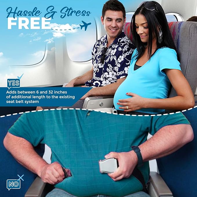 Airplane Seat Belt Extender - Adds 6 to 32 inches for comfort, fits most airlines (excludes Southwest and Alaska) The Seat Belt Extender