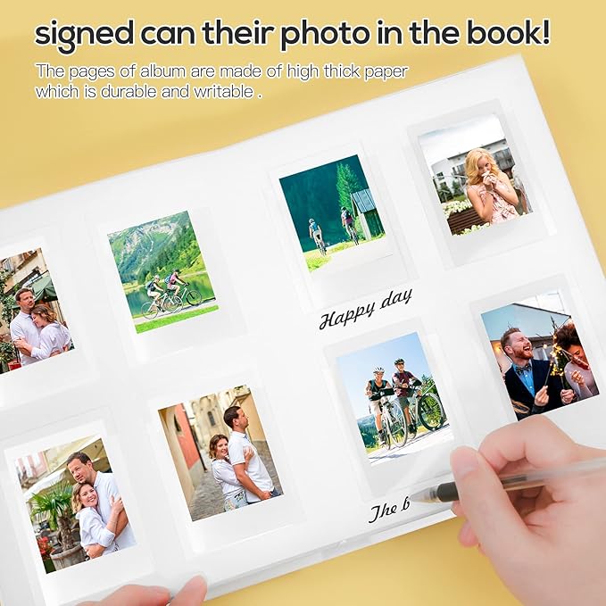 128 Pocket Photo Album with Writing Space and Front Window, 3 Inch Picture Book for Polaroid Compatible with Fujifilm Instax Mini 12 11 9 8 7 99 40 Instant Camera,K-pop Photocards (White)