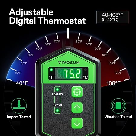 VIVOSUN 10"x 20.75" Seedling Heat Mat and Digital Thermostat Combo Set, UL MET-Certified Warm Hydroponic Heating Pad for Germination, Indoor Gardening, Greenhouse