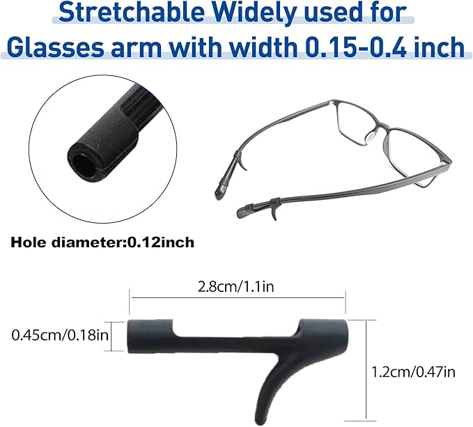 lvvfit Eyeglass Ear Grip Small Anti-Slip Elastic Holder Retainers, Silicone Ear Hook, Eyeglass Temple Tips Sleeve Retainer