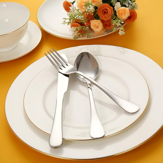 Stainless Steel 12-Piece Teaspoons Set, Table Dessert Spoons Pack for 12 (Silver 6.7 Inches)