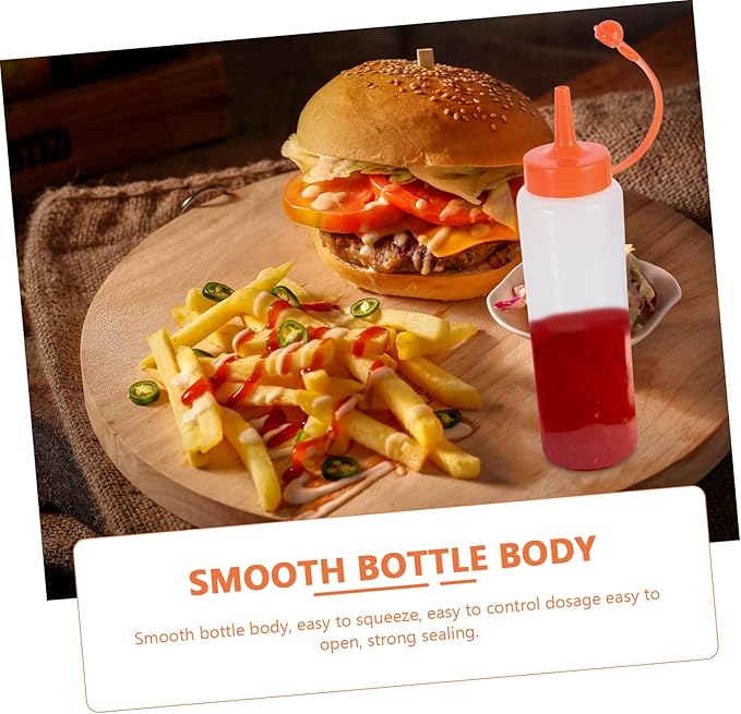 Healifty 2Pcs Squeezing Sauce Bottles Salad Dressing Dispensers Plastic Kitchen Accessories for Condiments Leakproof and Easy Pour Design