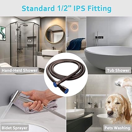 Angle Simple Handheld Shower Hose Replacement, Stainless Steel Flexible Shower Head Hose Extra Long, 79 Inches, Oil Rubbed Bronze