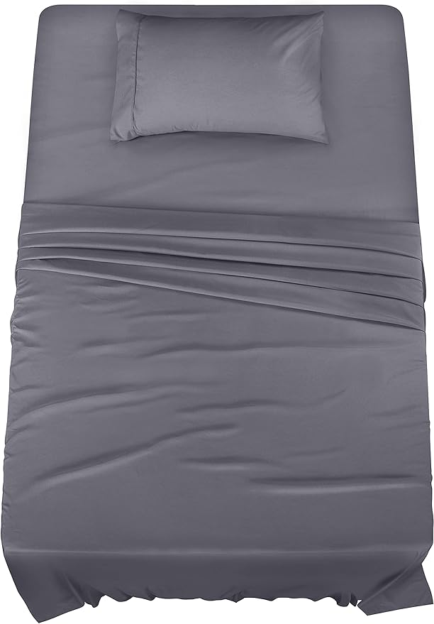 Utopia Bedding - Brushed Microfiber Sheet Set, Shrink Resistant and Fade-Resistant, Easy Care, 3 Pieces, Individual Size, Gray Color