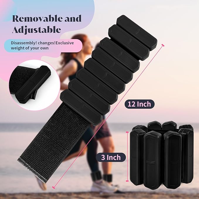 Wrist Ankle Weights for Women Men, Adjustable Wrist Weighted Bracelet for Home Gym Workout, Walking, Running, Travel, Pilate, Yoga, Exercise,Strength Training. Set of 2 (1Lb Each)