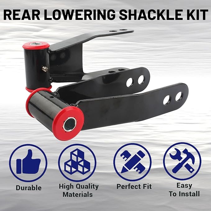 2" Rear Drop Lowering Shackle Suspension Kit Compatible with Chevy and Gmc C1500 C2500 1988-1998, Silverado Sierra 1500 1988-2019, Replaces 410520