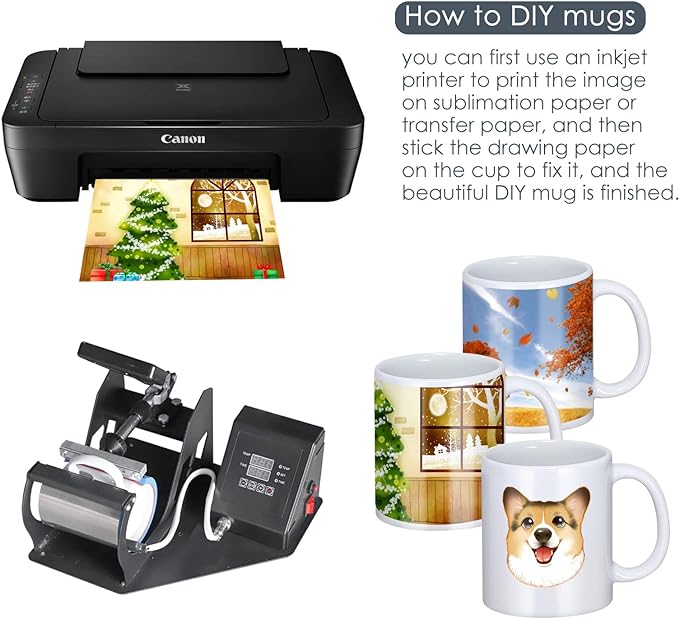 Sublimation Mugs, 12Pcs Coffee Mugs Blank White Ceramic Coffee Mug Set Sublimation Cups 11 oz Christmas Coffee Mug for Hot Chocolate Latte Tea Milk DIY Products