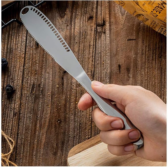 The Better Butter Spreader Knife, Butter Knife Spreaders, Stainless Steel Butter Knives Curler, Butter Knifes for Cold Butter Slicer with Holes, Butter Grater, 3 in 1 Kitchen Gadgets Serrated