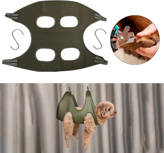 Grooming Hammock for Cleaning and Nail Clipping, Dark Green M