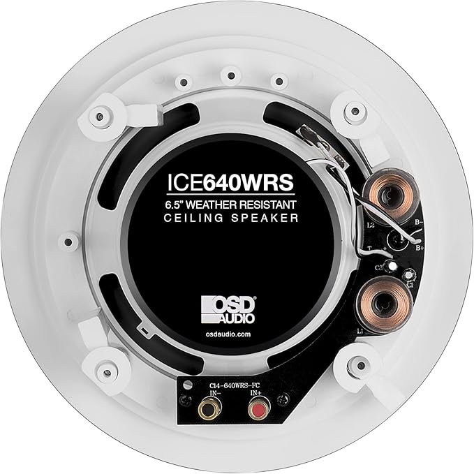 OSD Audio 6.5Au Weatherproof in-Ceiling Speaker Pair - IndoorOutdoor Stereo Ai ICE640WRS