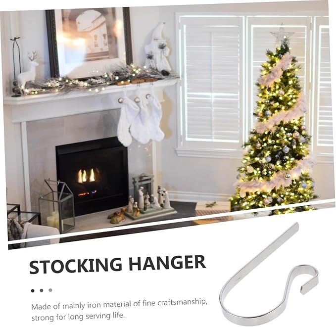 Pack of 2 metal hooks for Christmas socks, metal hooks for Christmas stocking decoration, fireplace hooks, iron hooks