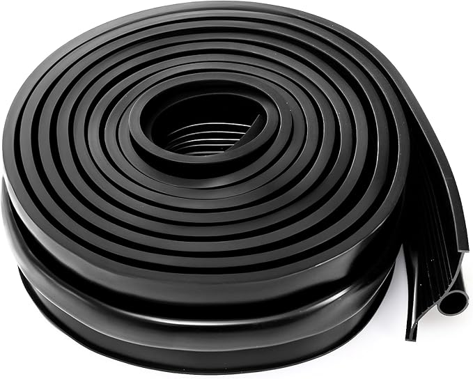 Yopay 20Ft Garage Door Seals Bottom Rubber, Heavy-Duty Weather Stripping Kit, Universal T Ends Threshold Buffering Sealing Rubber, 3 3/4 Inch Width