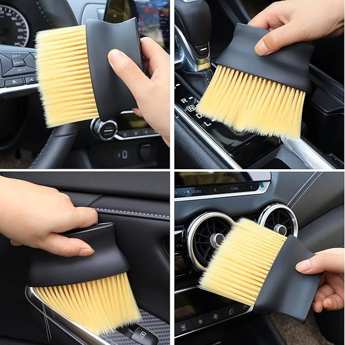 Auto Interior Dust Brush, Car Cleaning Brushes Duster, Soft Bristles Detailing Brush Dusting Tool for Automotive Dashboard Interior, Exterior, Skylight, Leather Yellow