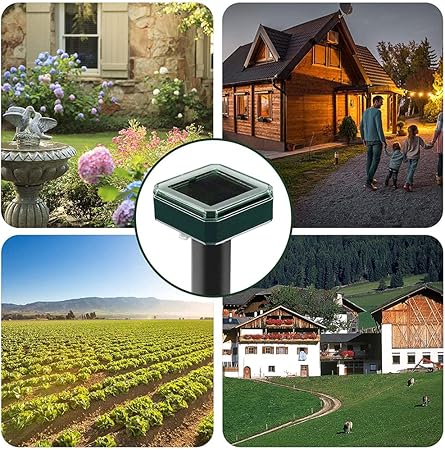 Solar Mole Repellent Ultrasonic 2 Pack Outdoor Powered Sonic Deterrent - Outdoor Waterproof Ultrasonic Snake Repellent for Get Rid of Mole, Gopher, Snakes, Vole and Other Underground Pest Control