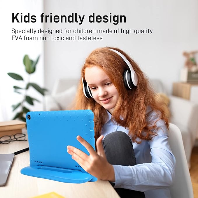 Kids Case for Onn 10.1 Gen 3 Tablet (2022 Model:100071485) Kids 10.1 Inch Android Tablet Onn 10.1 Gen 3 Case with Handle EVA Foam Shockproof Washable Cover for Adults, Kids (Blue)
