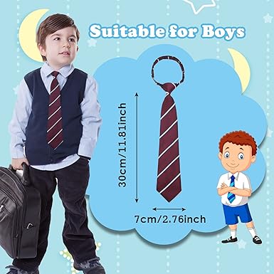 Mantieqingway School Ties for BoysKids, Pre-tied Adjustable Neckties Boys Tie for Graduation Uniforms Party Casual(Age 5-12)