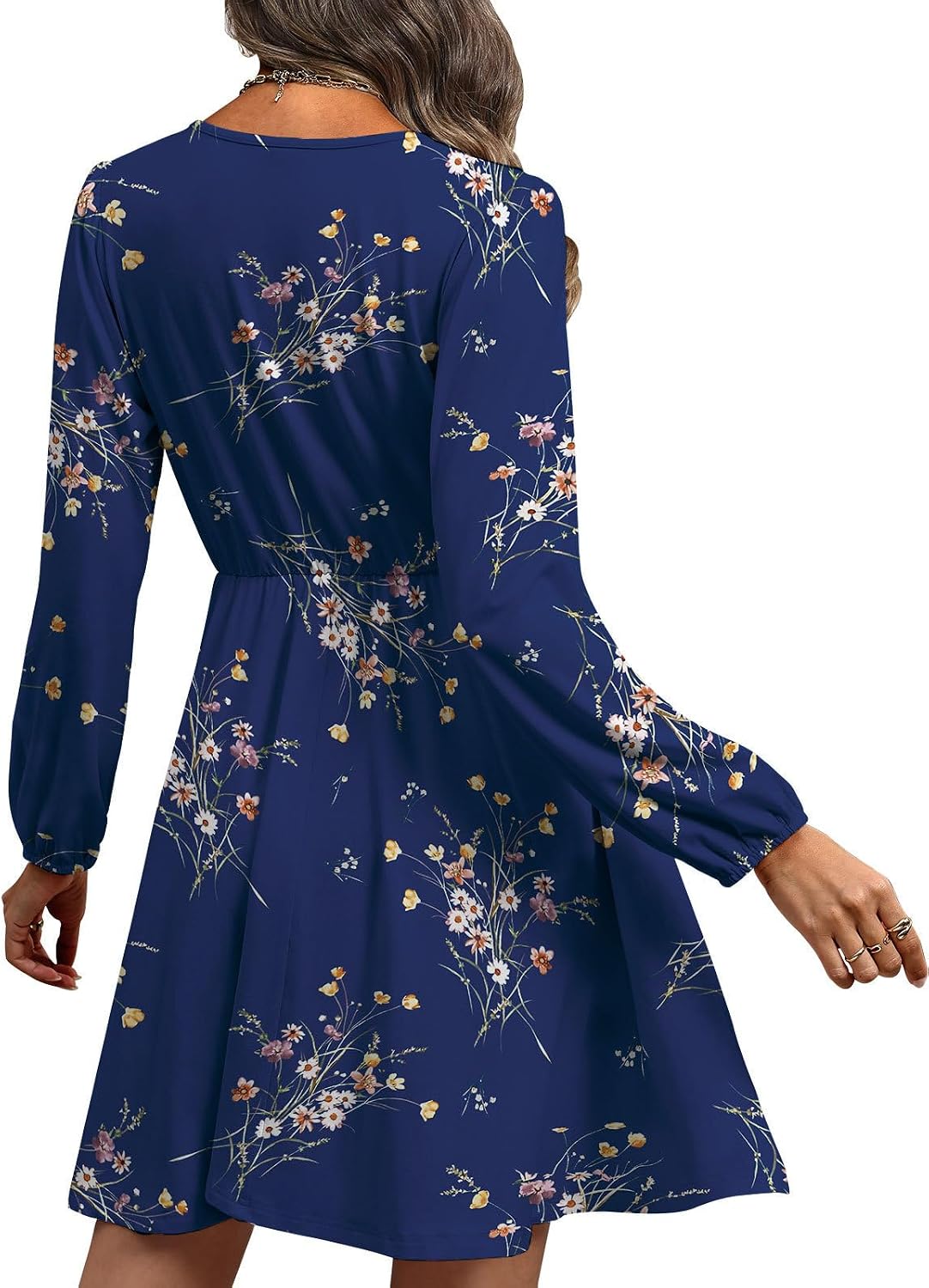 MixShe Summer Dresses for Women 2025 Wedding Guest Dress Fall Fashion Italian Outfits Elegant Classy Homecoming Clothing Plus Size Beach Vacation Clothes A Navy Floral Small
